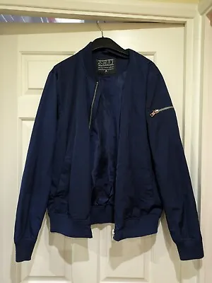 Mens Boys Zipped Navy Blue Jacket Spring Light Casual Size M • £10