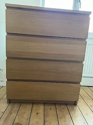 IKEA MALM Chest Of 4 Drawers Oak Veneer  80x100cm In Warrington Collect WA42DH • £40