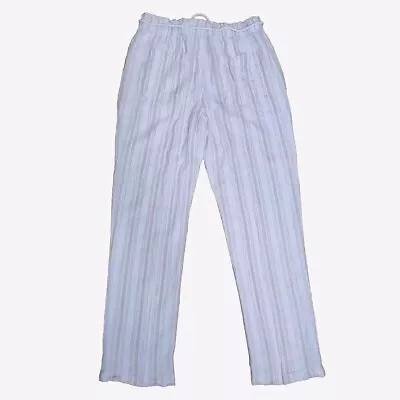 Sigrid Olsen Pants Women Small Neutral Stripe Linen Blend Beach Sz S • $22