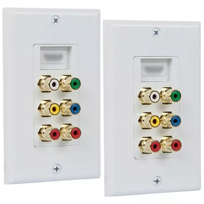 2x 1-Gang Recessed HDMI 6 RCA Audio Video HDTV Wall Face Plate Panel Gold Plated • $30.93