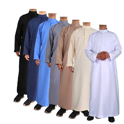 Men Jubba Kaftan Dishdash Islamic Ramadan Arab Robe Thobe Dress Hajj IslamicGift • £14.77