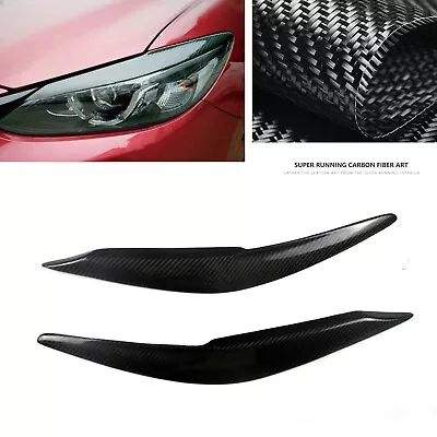 For Mazda 6 Atenza 2017-2018 Headlight Eyebrow Eyelid Cover Trim Carbon Fiber 2x • $32.77