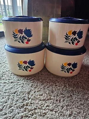 Vintage Mid Century Sterilite Kitchen Canisters Set Of 4 Plastic Floral Flowers • $39.99