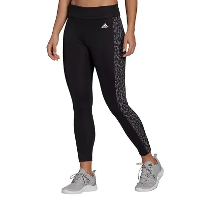 Adidas Designed To Move 7/8 Tight Black Gray Animal Print Aeroready Legging XL • £19.30