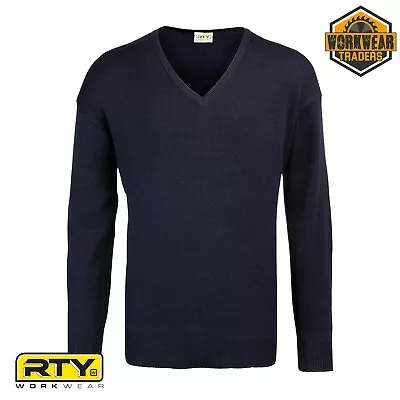 Mens Jumper Security Office V Neck Work Acrylic Top Knit Sweater Pullover RT020 • £10.95