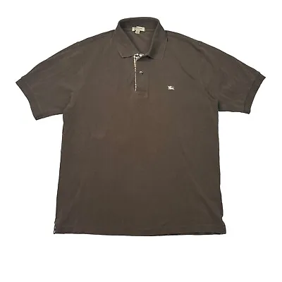 Burberry Piqué Cotton Polo Shirt Embroidered Chest Logo Brown Mens S Small • $49.99