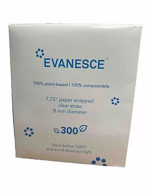 Evanesce 7.75  Paper Wrapped 100% Plant Based 100% Compostable Clear Straws 8mm • $17.90