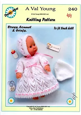 2 DOLLS KNITTING PATTERNS No 239 & 240 For A 8  Doll By Daisy May • £4.50