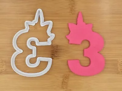 Unicorn Number Three Digit 3 Cookie Cutter Biscuit Fondant Cake Mould  • $8.89