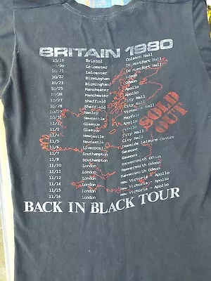 ACDC BACK IN BLACK TOUR 1980 .Original Vintage Band Tee Shirt • £39.99