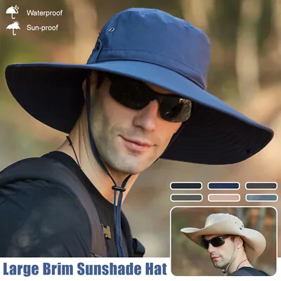 £9.46 • Buy Men's Wide Brim Sun Hat Bucket Cargo Safari Bush Outdoor Fishing Cap Waterproof