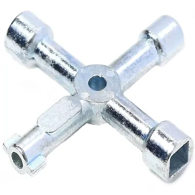 4 Way Utility Key Plumbing Radiator Bleed Gas Electric Meter Stop Cock Tap Metal • £4.15