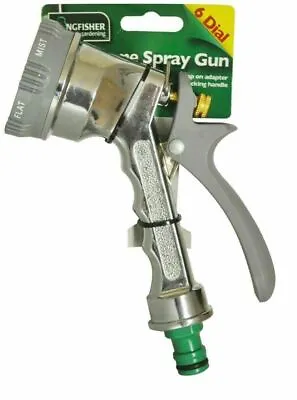 6 Dial Metal Spray Gun Multi Pattern Garden Hose Pipe Water Sprayer Marksman New • £9.99