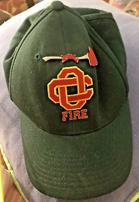 Vintage Orange County California Firefighter Hat Fire Axe Pin OCFD Shamrock L XL • $48.50