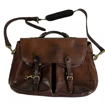 Mulholland Brothers Leather Messenger Bag Vintage Brown Satchel  • $175