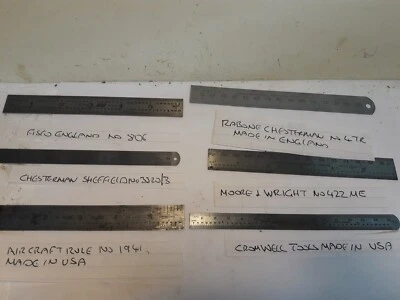 $3.76 • Buy Vintage Job Lot 6 Engineers Steel Rule 6 Inch 150mm Inc Moore & Wright, Aircraft
