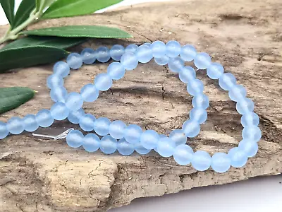 £4.10 • Buy Malaysia Jade Gemstone Beads Round Strand 37 Cm Ø 6 Mm Sky Blue Colored