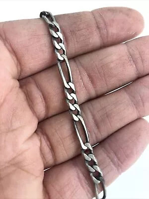 Vintage Sterling Silver Figaro Chain Bracelet Italy • $19.99