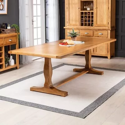 Solid Oak Refectory Dining Table – 2.4m Length – Seats 8 To 10 Dining Room -NR24 • £749