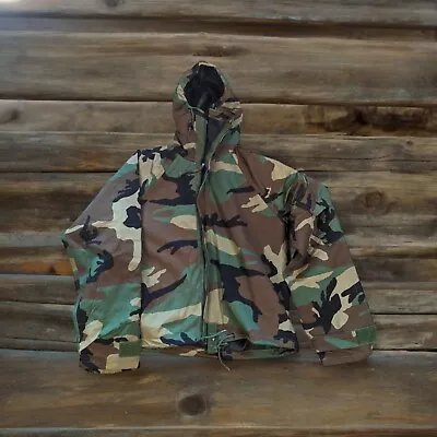 Woodland BDU Chemical Protective Jacket W Hood Overgarment Men Small Short • $39.99