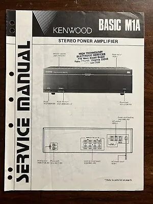 Kenwood Basic M1A Stereo Power Amplifier Amp Service Manual Original Genuine OEM • $39.99