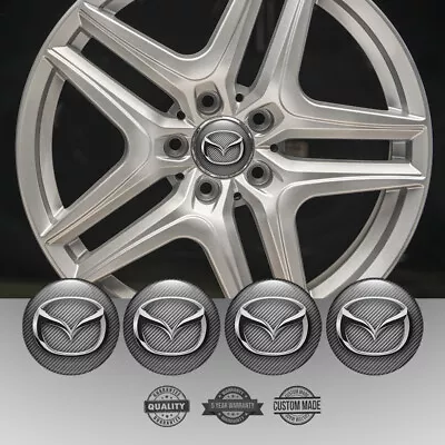 Set Of 4 Silicone Center Wheel Cap Stickers Mazda Emblem Logo Decals Rims • $14.72