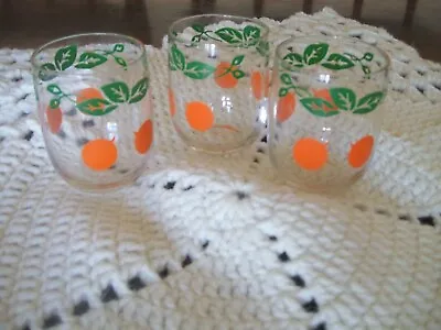 Vintage Oval Juice Glasses Oranges 3 Of Them Unique • $19.99
