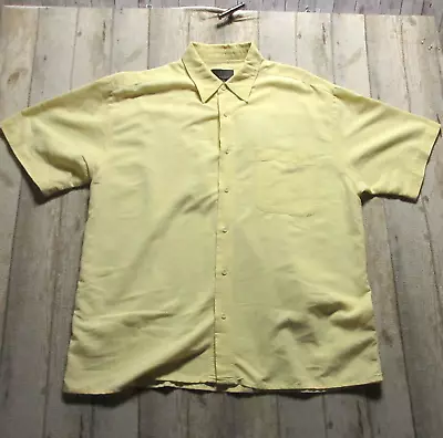 J Ferrar Shirt Mens Large Yellow Pocket Short Sleeve Button Up Camp • $16.02