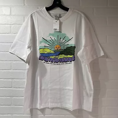 NEW - H&M - Loose Fit Printed T-Shirt - White/Sunshine - LARGE • $8.04