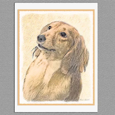 6 Dachshund Longhaired Red Dog Blank Art Note Greeting Cards • $13.99