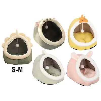 Cat Bed Warm Nest Dog Hut Kennel   Plush Hooded Sleeping Pad Tent • £14.69