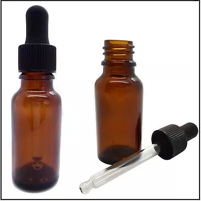 12 X Amber Glass Pipette Dropper Bottles Aromatherapy Medicine Eye Ear Drops Oil • £11.95