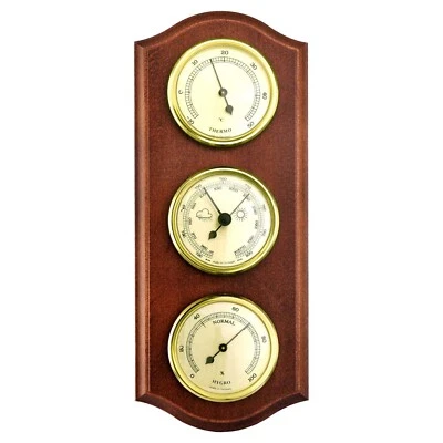 Barometro 140 Mm In Legno Mogano - Made In Germany, Precisione +/- 3 HPa, Con Scala HPa E MmHg - Foto 12