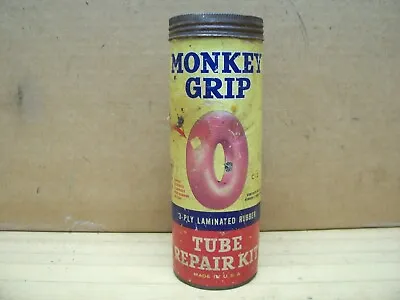 Vintage Monkey Grip Tube Tire Rubber Repair Can Car Bicycle Patch Kit • $15.99