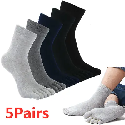 5Pair Mens Five Finger Toe Socks Orthopedic Compression Winter Casual Breathable • £5.99