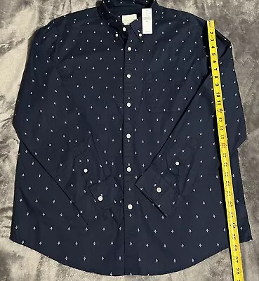 American Eagle Men XL Classic Fit Button Up Shirt Navy Blue Polka Dot Cotton NWT • $21