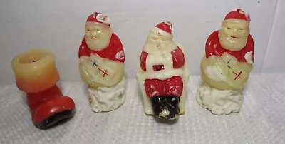 Vintage Lot Of 4 GURLEY Christmas Candles 3 Santa Clauses +1 Christmas Boot   • $14.99