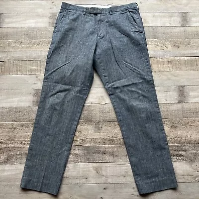 J Crew Bowery Pants Mens 32x30 Chambray Blue Slim Fit Nonstretch Lightweight • $22.74
