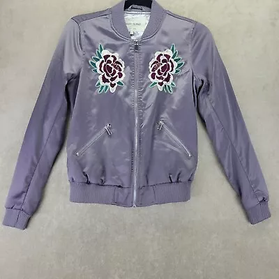 Womens River Island Satin Silver/grey Size 2 Embroidered Jacket • $27