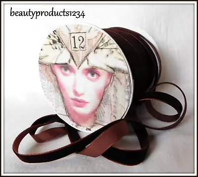 3 Yards 3/8  Velvet Ribbon BROWN Quality / Finished Edges / NEW • $3.99