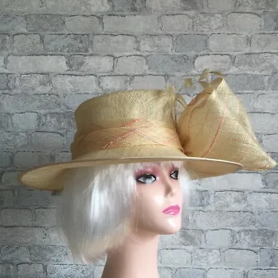 £29.95 • Buy M&S Autograph 100% Abaca Natural Wide Brim Wedding Hat. Pre Loved.