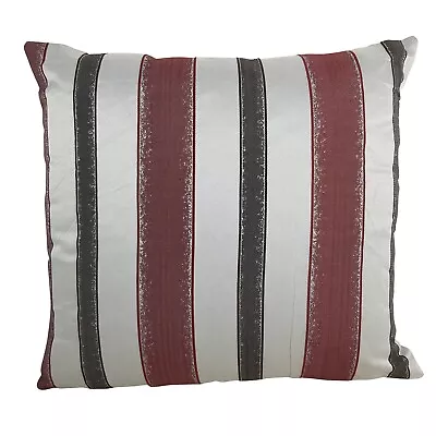 Premium Quality Handmade Red Charcoal Grey Cream Stripe Cushion Covers 18x18  • £2.99