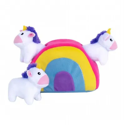 Zippy Paws Unicorn Rainbow Burrow Plush Dog Squeaker Toy 19 X 13cm • $24.98