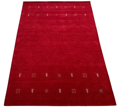 Gabbeh Carpet Red 100% Wool Oriental Rug Hand Woven Loom Bridge G543 T6 • £237.14