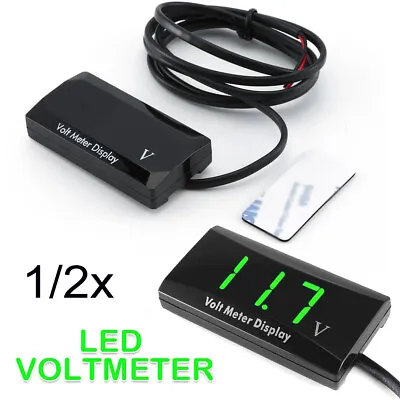 1-2x 12V LED Digital Display Voltmeter Car Motorcycle Voltage Gauge Panel Meter • £10.24