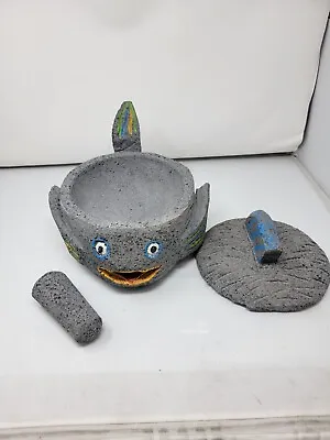 Molcajete Hecho A Mano Piedra Volcanica Pez/fish • $125