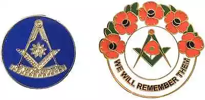 £7.99 • Buy Masonic Past Masters Round Badge And Masonic We Will Remember Enamel Badge