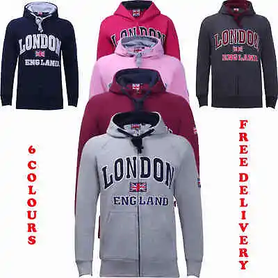 Hoodie Sweatshirt Men's Full Zip England London Logo Adult Winter Wear Pull Over • £26.99