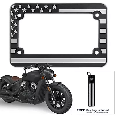 USA Patriotic Motorcycle License Plate Frame & American Flag Keychain / Tag Set. • $14.99