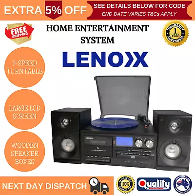 Stereo System Turntable Vinyl Cassette Recorder USB CD Bluetooth Record Player • $258.64